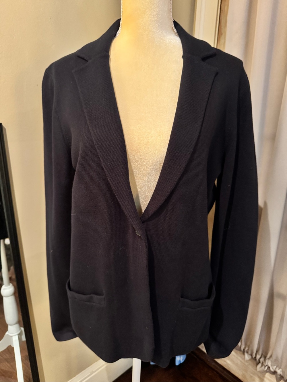 J. Crew Black School Boy Sweater One-Button Blazer in Size L - Picture 5 of 12